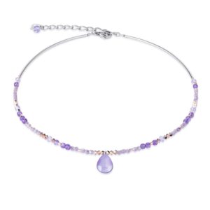 Image of coeur de lion lilac swarovski® crystals and amethyst drop necklace