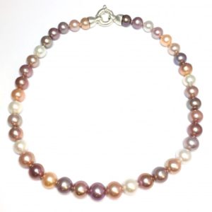 Image of fresh water cultured pearl necklace with silver clasp