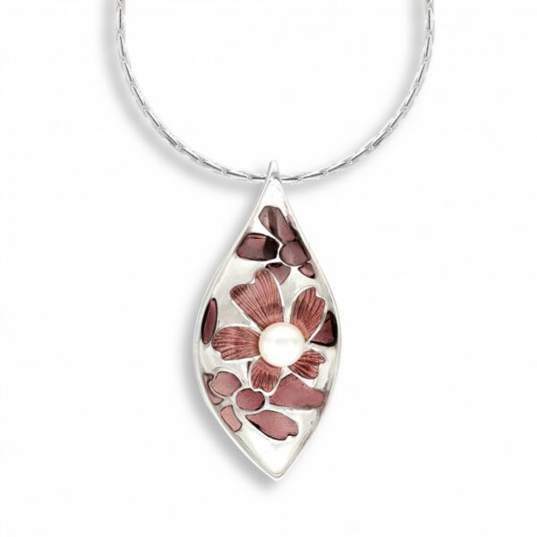 an image of a nicole barr silver, enamel & pearl necklace