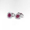 A photograph of some 18ct White Gold Ruby & Diamond Cluster Earrings