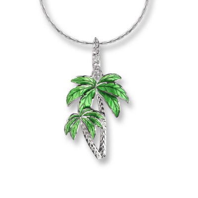 Nicole Barr Silver & White Sapphire Palm Tree Pendant