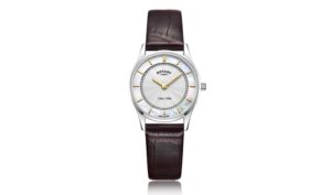 Rotary Ultra Slim White Stainless Steel Watch