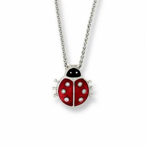 an image of a nicole barr silver, enamel & diamond ladybird pendant