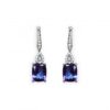 A photo of some white gold tanzanite and diamond earrings