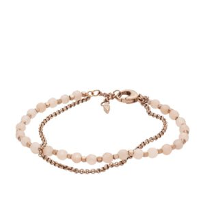 Image of fossil pink semi-precious double-chain bracelet