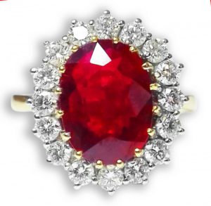An image of a fabulous ruby & diamond cluster ring