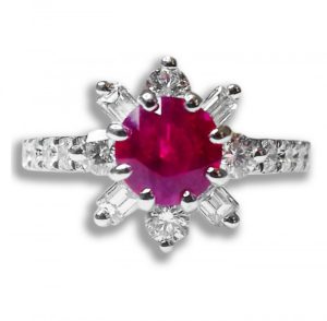 An Image of 18ct White Gold Ruby & Diamond Cluster