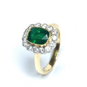 18Ct Yellow Gold Emerald & Diamond Ring