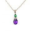 Image of amethyst, tourmaline & diamond pendant in 18ct yellow gold
