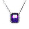 Image of amethyst & diamond square pendant in 18ct white gold