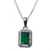 Image of emerald & diamond square pendant in 18ct white gold
