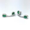 A photograph of some 18ct White Gold Emerald & Diamond Drop Earrings