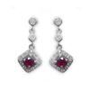 A photograph of some 18ct White Gold Ruby & Diamond Drop Earrings
