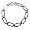 Image of handmade rectangular hoop with rollerballs chain bracelet in sterling silver