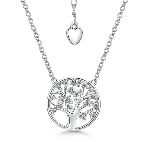 Silver Tree Of Life Pendant With Cubic Zirconia Stones