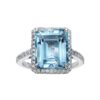9Ct White Gold Blue Topaz & Diamond Ring