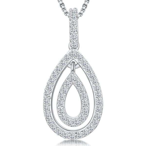 Silver Cubic Zirconia Drop Pendant