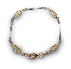 Image of handmade 9ct yellow and white gold bracelet