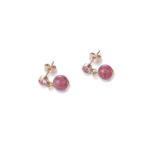 Iamge of coeur de lion gemstone ball strawberry quartz earrings