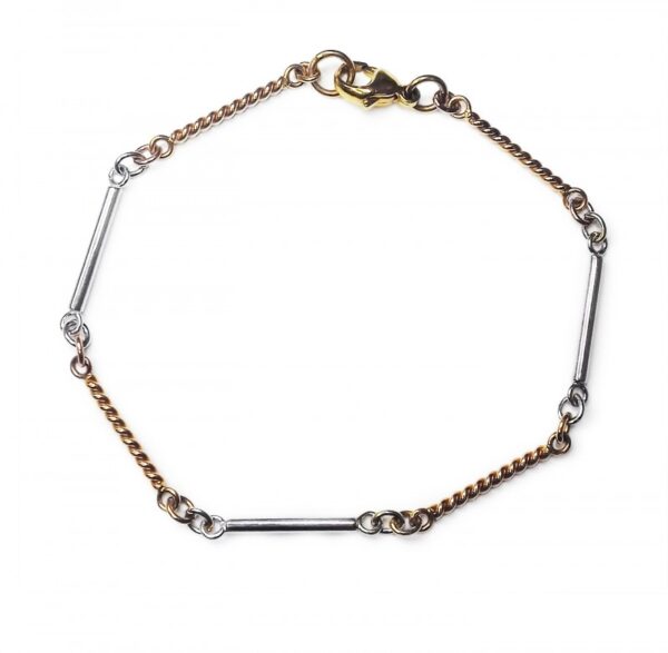 Image of handmade 9ct yellow & white gold bracelet