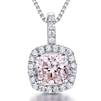Silver Clear Pink & Cubic Zirconia Pendant