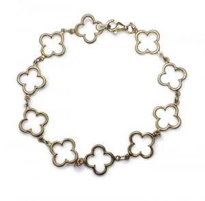 Image of gold four leaf clover chain bracelet in 9ct yellow gold