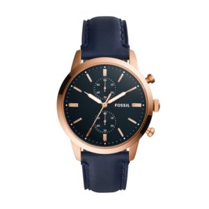 Townsman 44Mm Chronograph Navy Leather Watch