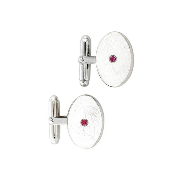 Image of nicole barr silver & ruby cufflinks