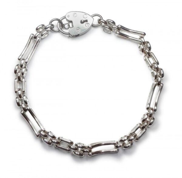 Image of handmade 2 bars gate and lock bracelet in sterling silver