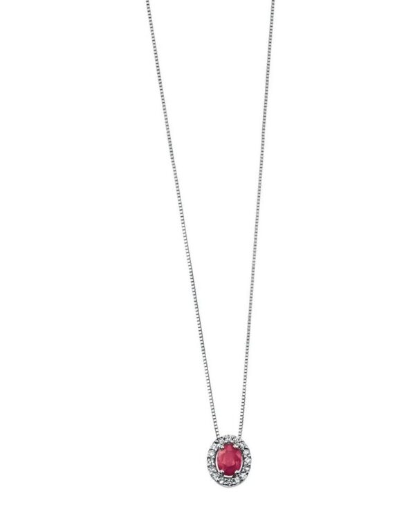 9ct White Gold Ruby & Diamond Pendant