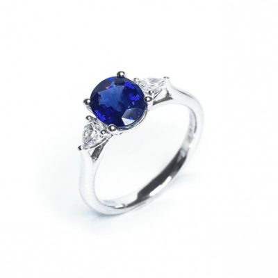 Platinum Sapphire & Diamond Ring