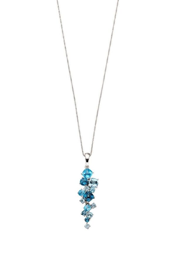 9ct White Gold Blue Topaz Pendant