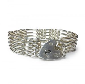 Image of handmade sterling silver 5 bars gate bracelet