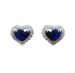 A photography of some 18ct White Gold Sapphire and Diamond Stud Earrings