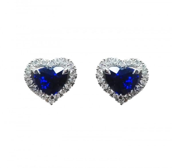 A photography of some 18ct White Gold Sapphire and Diamond Stud Earrings