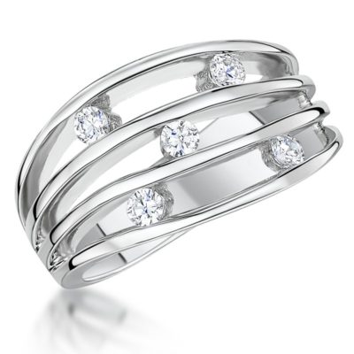 Silver Multi Band Cubic Zirconia Ring