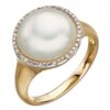 9Ct Yellow Gold Mabe Pearl & Diamond Ring