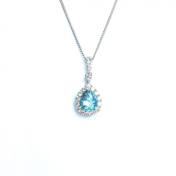 18ct White Gold Opal & Diamond Pendant