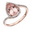9Ct Rose Gold Morganite & Diamond Tear Drop Ring