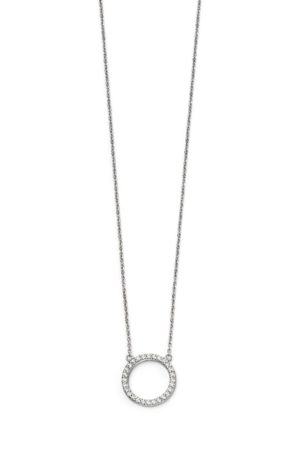 An image of SILVER CUBIC ZIRCONIA OPEN DISC NECKLACE