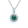 18ct White Gold Emerald & Diamond Pendant
