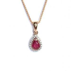 18ct Rose Gold Ruby & Diamond Pendant