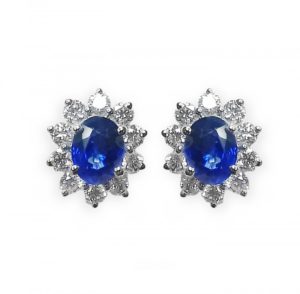 A photograph of some 18ct White Gold Sapphire & Diamond Earrings