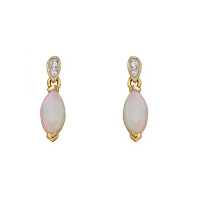 9ct Yellow Gold Opal & Diamond Earrings