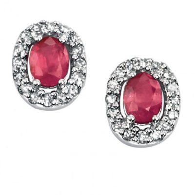 9ct White Gold Ruby Earrings