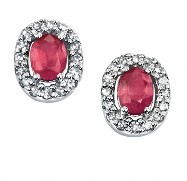 9ct White Gold Ruby Earrings