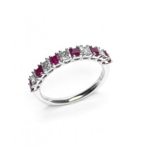 An image of 18CT WHITE GOLD RUBY & DIAMOND RING