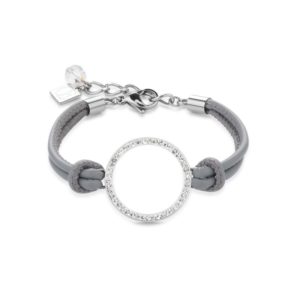 Image of coeur de lion pavé crystal circle nappa leather bracelet