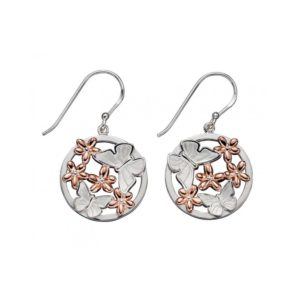 Silver And Rose Gold Plated Butterfly Earrings