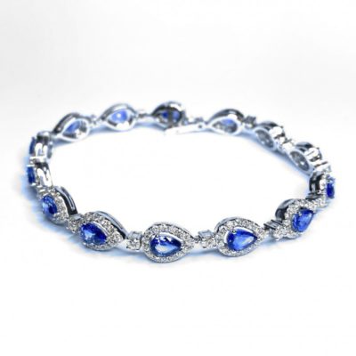 Sapphire & Diamond Bracelet in 18ct White Gold